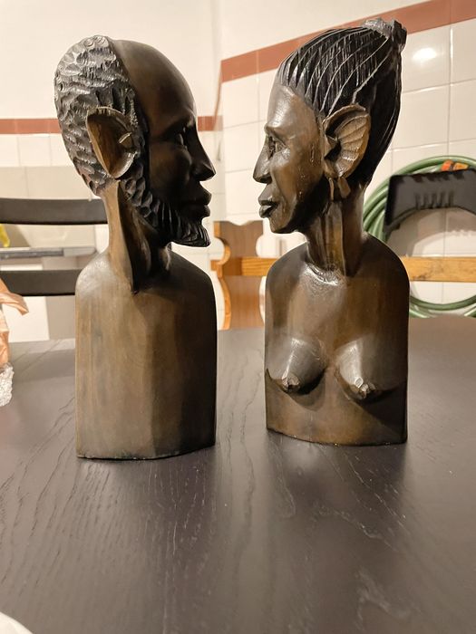 Wooden Couple Busts