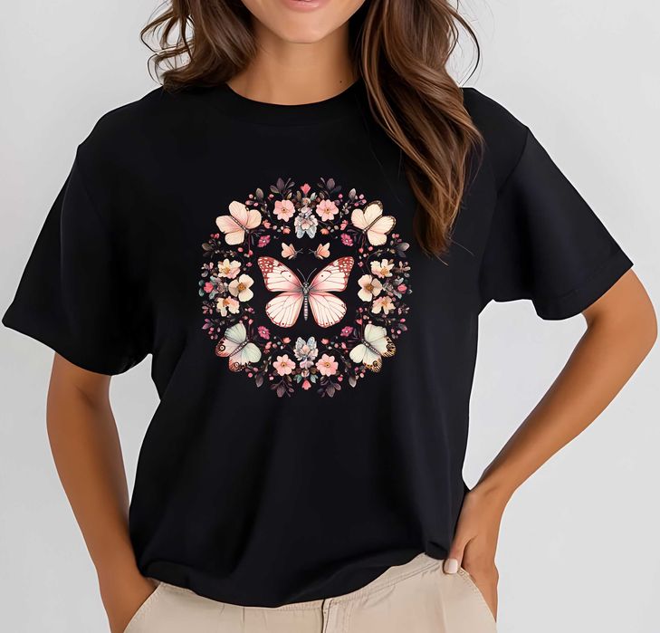 koszulka wmotyle, koszulka motyl, moda boho, t-shirt boho, xs-3xl