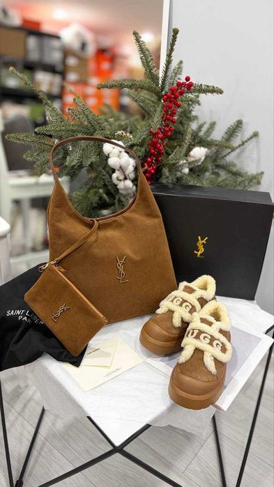 Вишуканий сет YSL: сумка та гаманець/натуральна замша/Відмінна якість