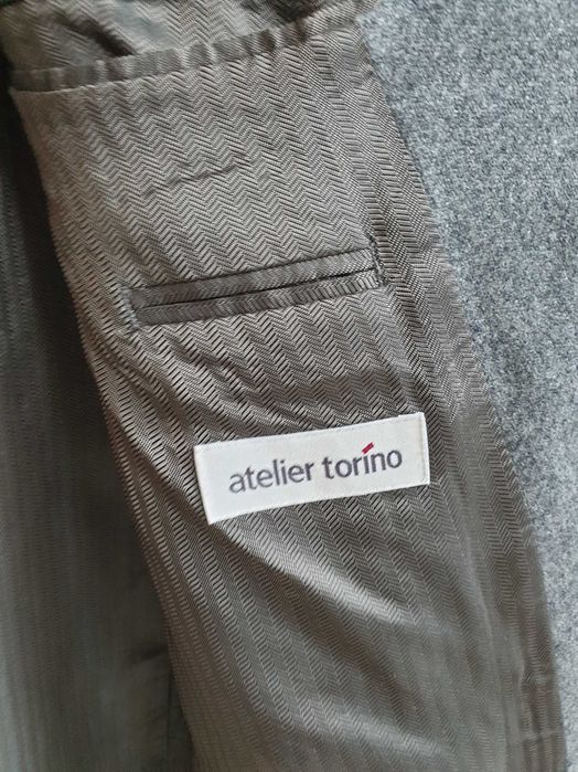 Szara wełniana marynarka premium 100% wełna L męska Franz Buttgen