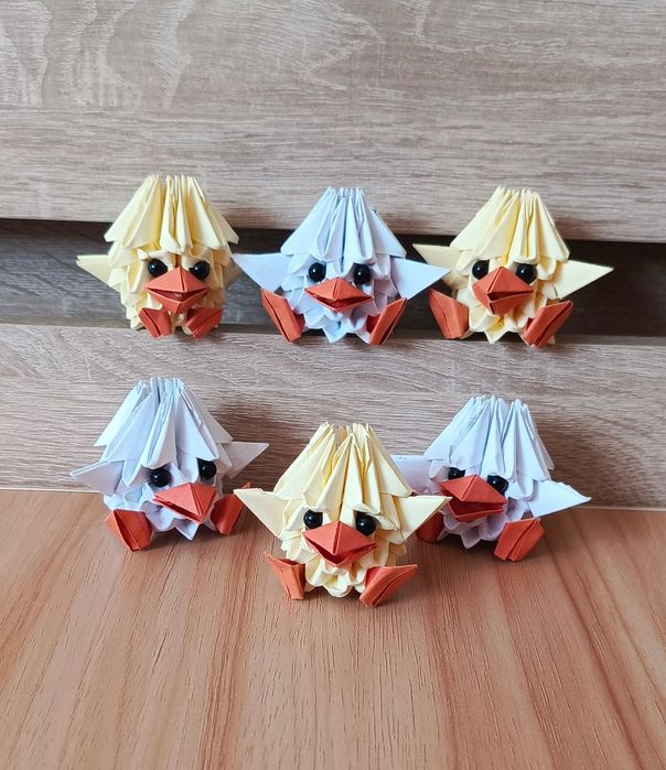 Kurczaki, pisklęta Wielkanoc origami modułowe, origami 3D