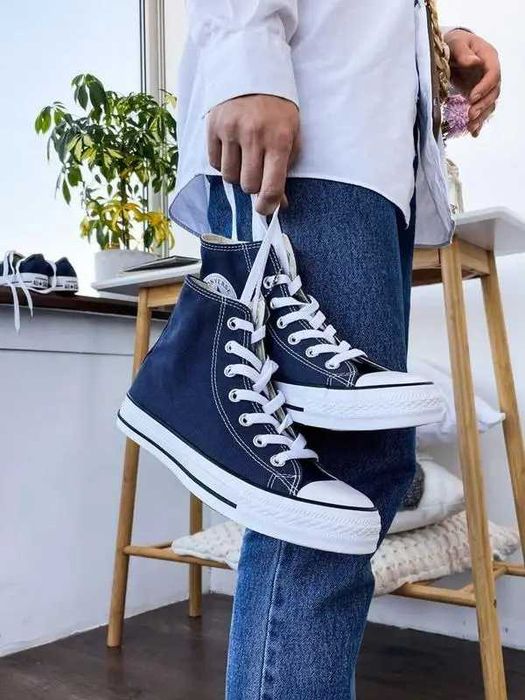 Жіночі та дитячі сині кеди конверс Converse all star navy blue 36-41р.