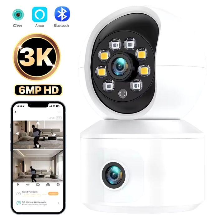 Kamera WiFi 4K 6MP 2xobiektyw Nightvision