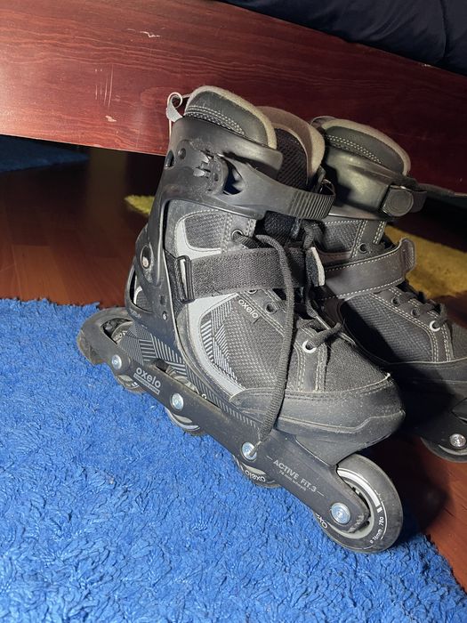 Patins em linha, oxelo, pretos como novo