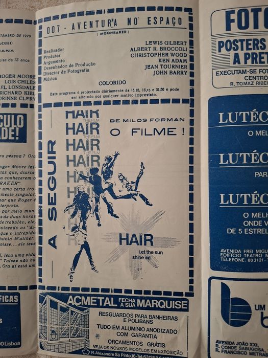 Programas antigo cinema 007 aventura espaço  roger moore hair