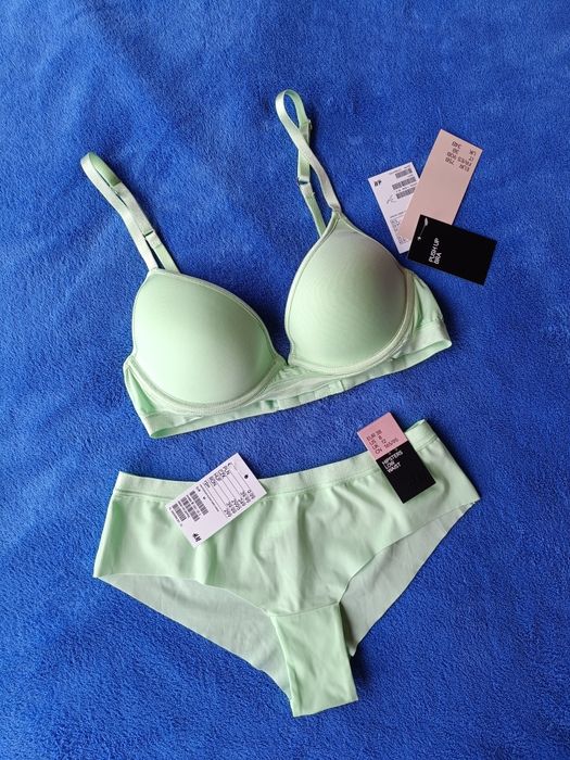 H&M nowy miętowy komplet bielizny