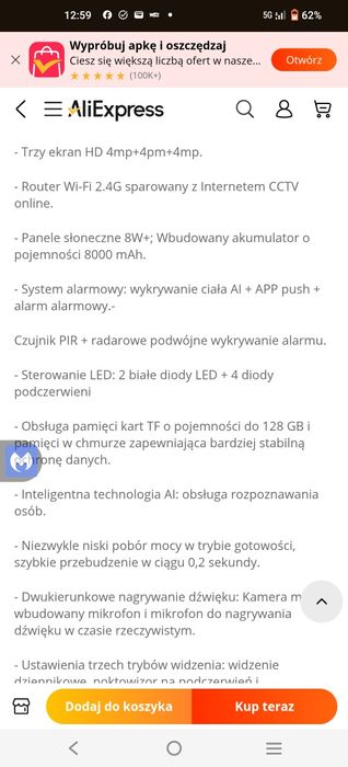 Kamera solarna wi fi.. nowa ! 4K
