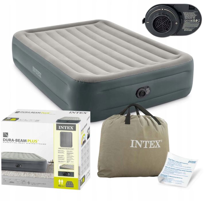 Materac Intex Dmuchany Wbudowana Pompka Mocny 203x152 cm Duży