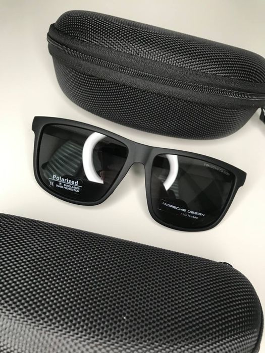 Porsche Design окуляри чоловічі сонцезахисні чорні матові Polarized UV400 окуляри від сонця для водіння стильні великі модель 924