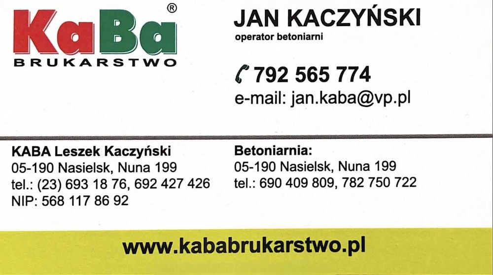 Podsypka pod kostkę, Stabilizacja, Beton półsuchy i Towarowy Nasielsk