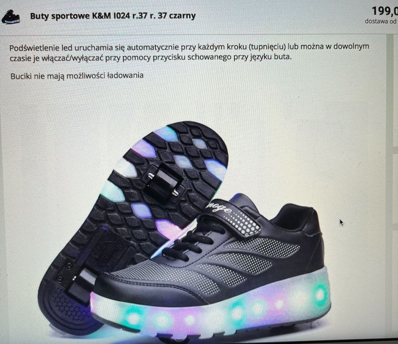 buty z rolkami z led rozm.37