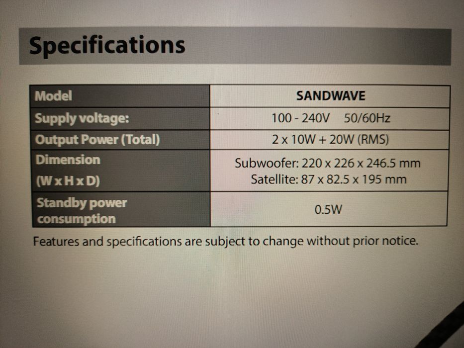 Subwoofer Soundstorm Sandwave 20W RMS, dwie satelity od Logitech
