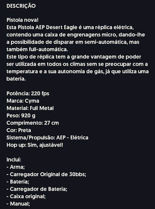 Airsoft Desert Eagle  (Leia o Anúncio)