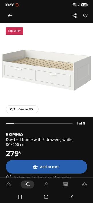 Cama Ikea BRIMNES 2 gavetas com 2 colchões