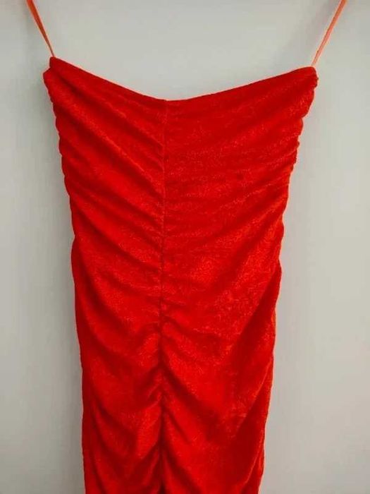 Mini Vestido Zara Vermelho – Drapeado/Ruched – Tamanho S (36)