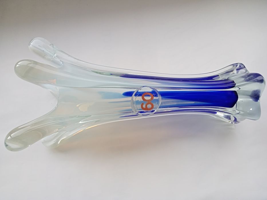 Подарок  на 60 летний юбилей стекляная ваза  ручной работы