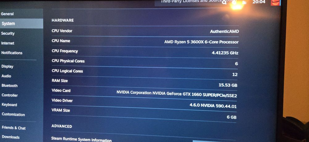 Steam Machine: Ryzen 3600x GTX 1660 SUPER 16gb Gskill