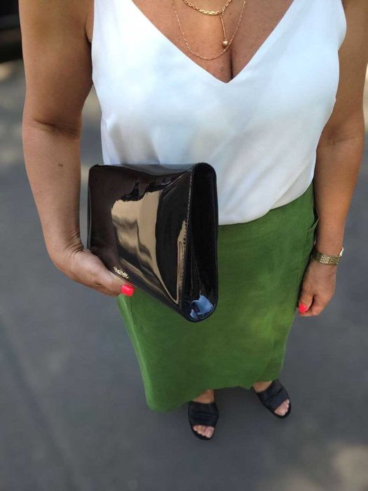 Кожаный лаковый клатч Max Mara Оригинал