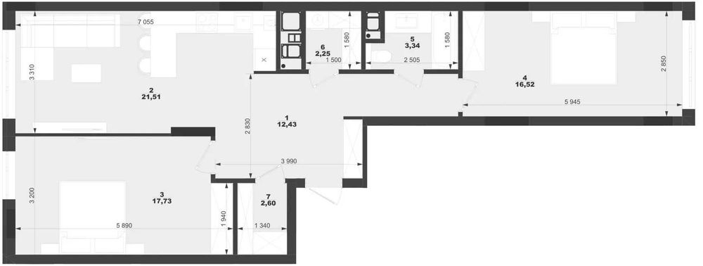2-комнатная квартира по адресу (площадь 77 м²) - Atlanta.ua - фото 2