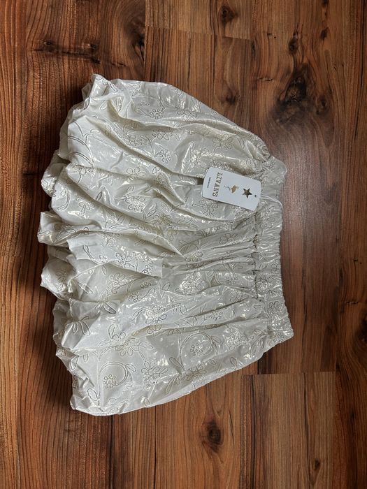 Spódnica bombka kremowa zlota krótka wizytowa elegancka S M 36 38