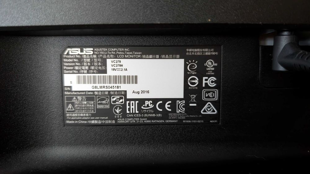 Monitor Full HD ASUS VC279H (27") IPS