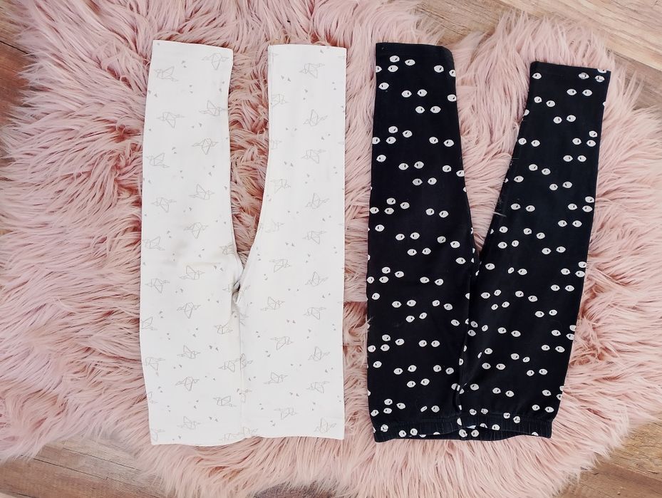 Komplet 2x getry czarne 92-104 legginsy i bluzka paseczki coolclub