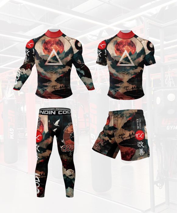 Комплект 4 в 1 рашгард, футболка, шорты, леггинсы.