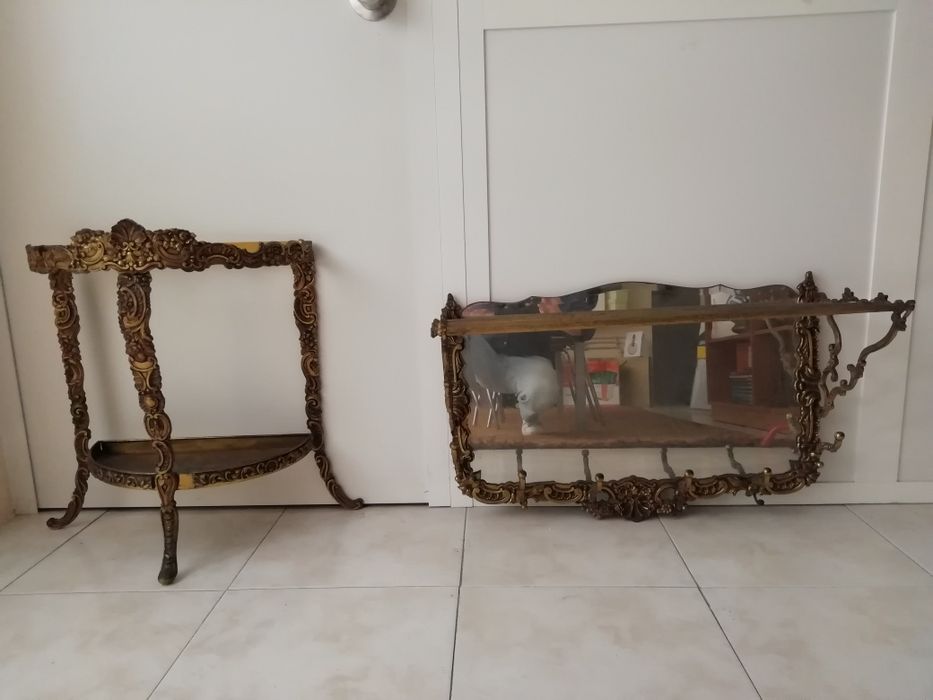 Conjunto de cabide e chapeleira Vintage