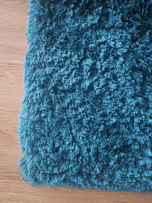 Tapete Shaggy Azul Petróleo - Pelo Alto - Excelente Estado - 250€