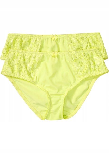 B.P.C. 2-pak majtki figi maxi z koronką limonkowe 44/46