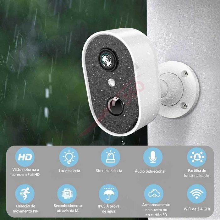 Câmara de Vigilância WiFi Sem Fios Bateria Full HD Visão Noturna NOVO