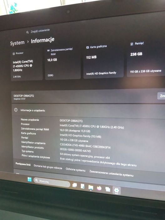 Laptop Dell Inspiron 5737 17.3" SSD 16gb ram Intel core i7