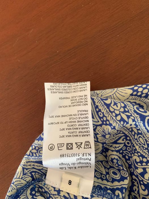 Vestido estampado azul Lanidor alças T 8 anos