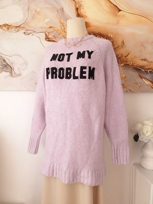 Liliowy Sweter Z Napisem Not My Problem FB Sister XS S M L