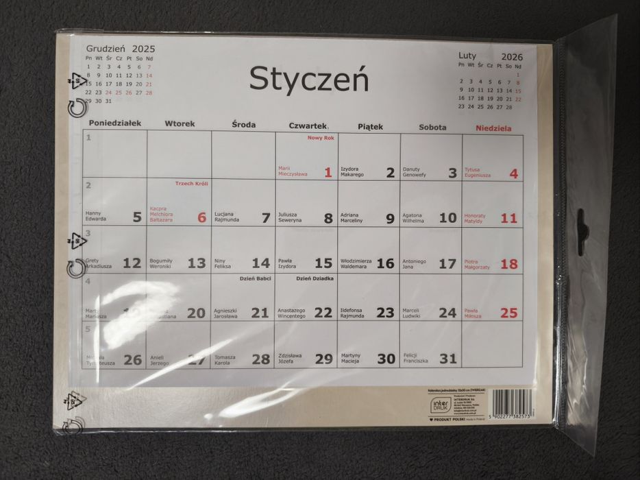 Kalendarz jednodzielny 2026 pieski kotki