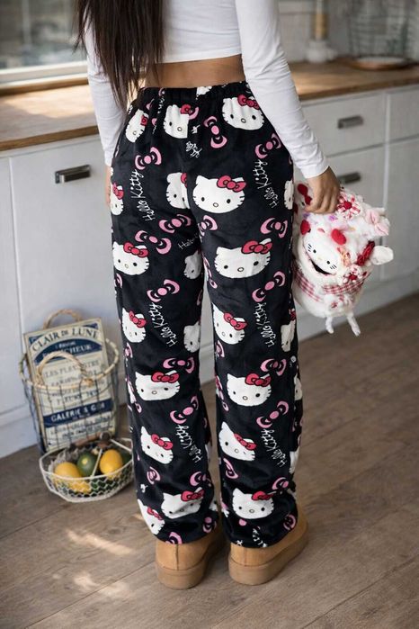 Штани hello kitty плюшеві штани штаны хелоу китти брюки пижама плюшева