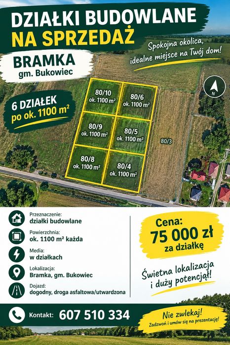 Działka budowlana na skraju Borów Tucholskich w Bramce  gm. Bukowiec