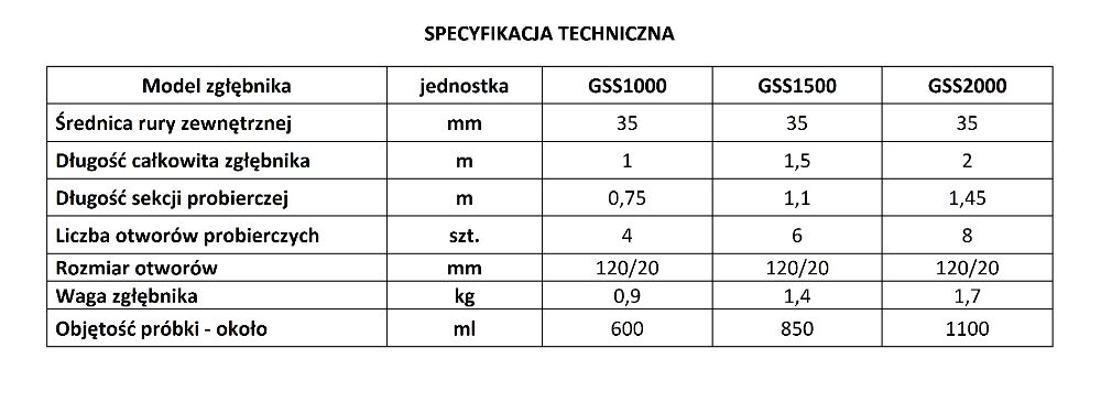Sonda, próbnik GSS35 1000 - 1 m długości, do zboża, materiałów sypkich
