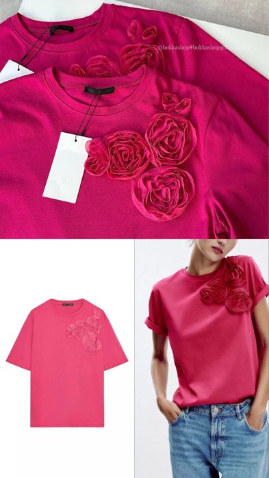 Футболки Zara, 7 моделей, базові, з принтом