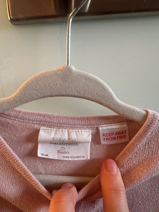 Sweterek Zara dziewczęcy róż kardigan 92