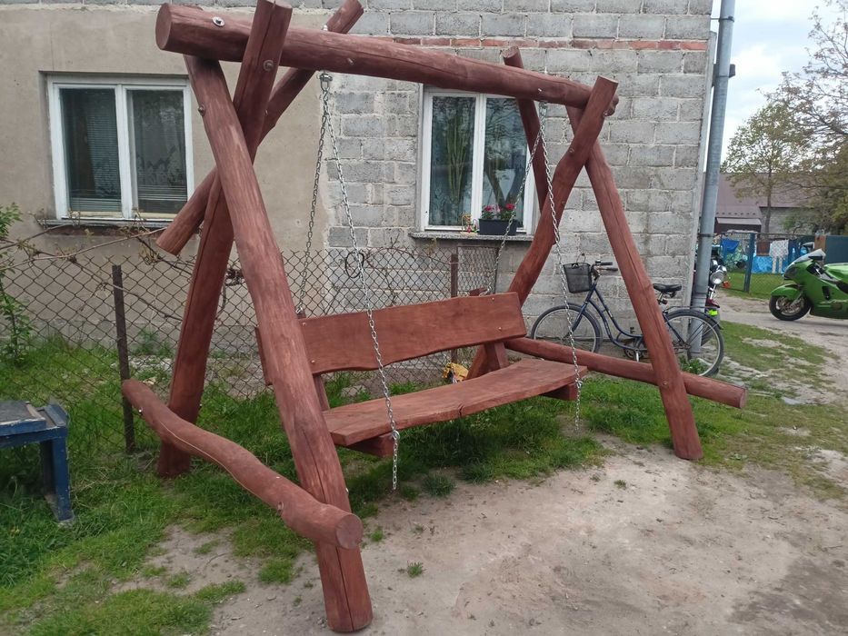 Huśtawka ogrodowa akacjowa ławka dąb