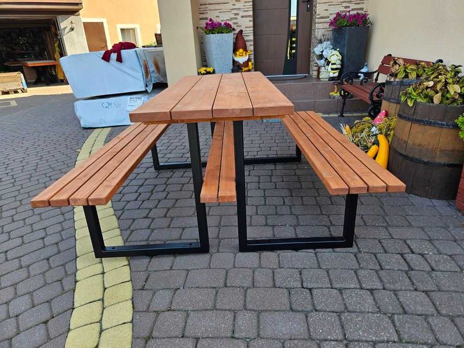 Zestaw piknikowy do przykręcenia, parkowy, miejski, na plac zabaw, stół dwa siedziska PIKNIKOWY LOFT