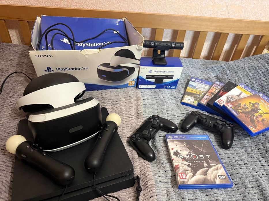 Мега-комплект: PlayStation 4 Slim 1TB + PlayStation VR + Move + 6 Топ Игр