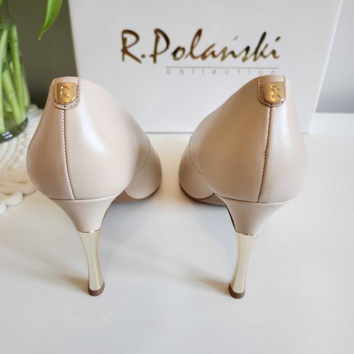 Buty damskie, R. Polański, czółenka, 982, Beżowy Lico, rozmiar 39