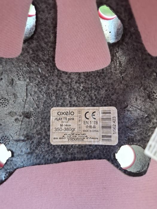 Oxelo kask rowerowy na rolki hulajnogę różowy rozmiar S 50-54 cm