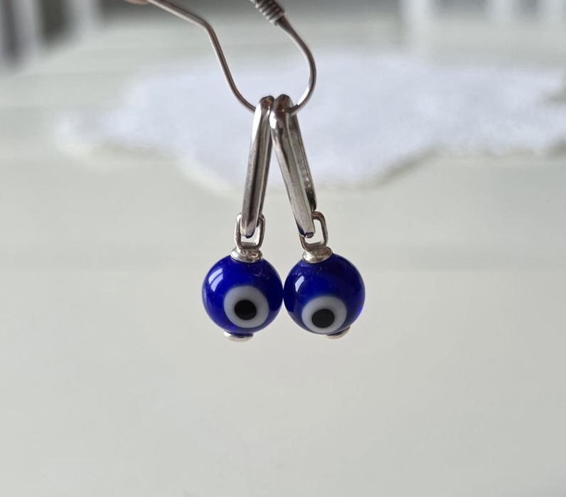 Kolczyki oko proroka evil eye nazar szkło earrings