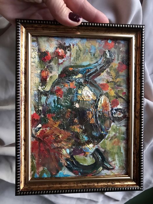 Картина Натюрморт для кухни Маки Ирисы Чайник Гитара Гортензия