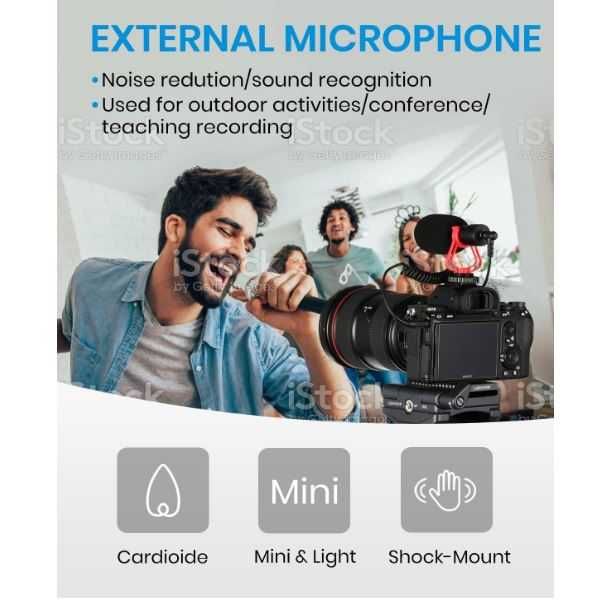 Microfone para Maquina fotografica SLR telefone ou PC com acessorios MOUKEY MCm-1