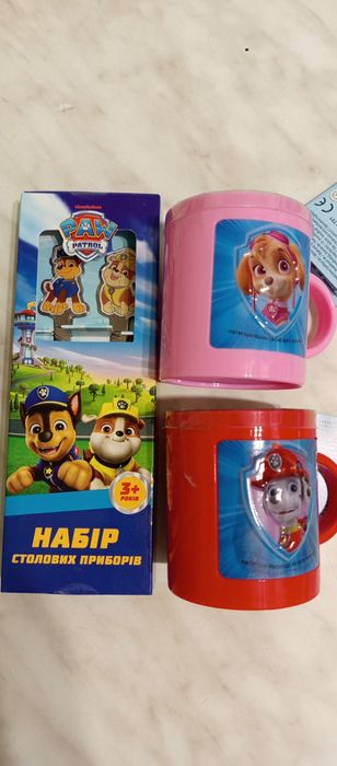 Набор столовых приборов,чашки Щенячий патруль 3+