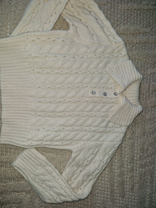 Sweter bialy warkocz 8-9 lat Primark
